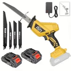 Serra Sabre Elétrica Sem Fio Profissional 21v 3500 Rpm Motosserra Duas Baterias pode cortar osso madeira lata
