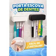 Porta Escova de Dentes Parede Sem Furo | Suporte Escovas Banheiro Organizador 2 a 5 Escovas