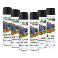 Kit 6 tintas Spray Uso Geral Preto Fosco Lata 400ml Chesy