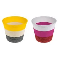 2 X Cesto Vaso Estilo Tapeçaria Decoração 1 Grande + 1 Médio