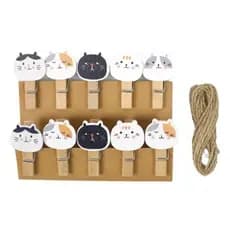 Varal Prendedor De Fotos Gato Gatinho 10 Mini Pregador Recado