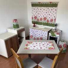 Jogo De Cozinha Kit 8 Peças Tecido Oxford Estampado Com Pia e Janela Caminho De Mesa Pano De Fogão