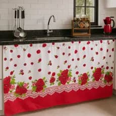 Cortina de Pia Cozinha Estampas Vibrantes Tamanho 1,50Lx0,80A Tecido Oxford Nacional Sofisticada