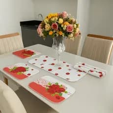 Jogo Americano 7 Unidades Para Mesa De Jantar Decoração Casa Cozinha em Tecido Oxford Estampado