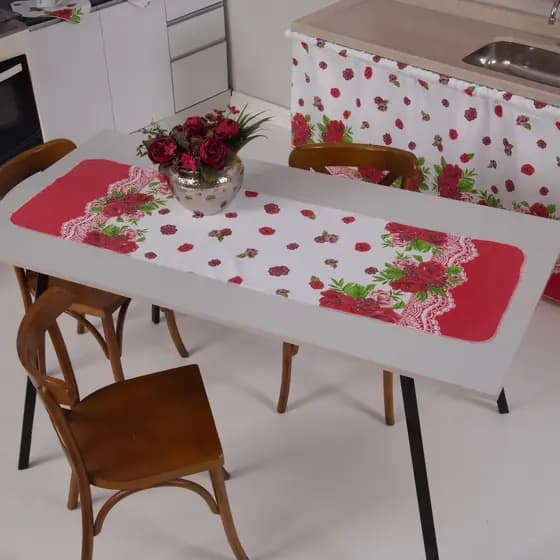 Kit Com 2 Caminho De Mesa Estampado 4 ou 6 Lugares Envio Imediato Tecido Oxford 100% Poliéster