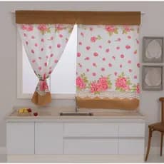 Cortina De Janela Para Cozinha Disponível De Dois Tamanhos Em Tecido Oxford Estampado Durável