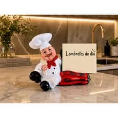 Cozinheiro Porta Recados em Gesso, com bloco de notas, decoração cozinha
