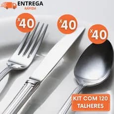 Kit 120 Talheres Em Inox Premium Durável Garfo Faca Colher Para Restaurantes Bar Buffet