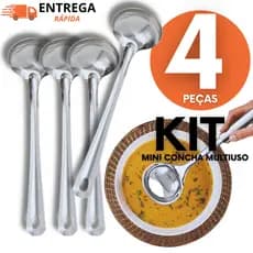 Kit Mini Conchas Em Aço Inox Pequenas Para Servir Caldos, Molhos E Líquidos Com Fácil Manuseio