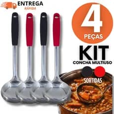 Concha Feijão Inox  Linha Black Cabo Silicone Multiuso Premium Utilidades Caldos Casa Cozinha Restaurante