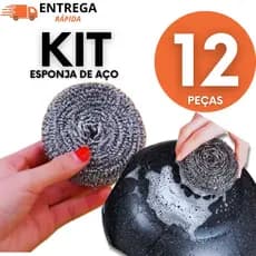 Bucha Palha de Aço Inox Kit 12 Ou 24 Un para Limpeza Pesada de Panelas, Grelhas, Pia e Cozinha Não Enferruja