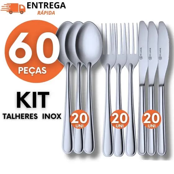 Kit Talheres Inox Garfo Faca Colher Premium Faqueiro Cozinha Casa Restaurante Buffet Qualidade Multiuso