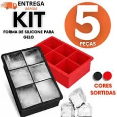 Forma de Gelo Silicone 6 Cubos Grandes Flexível para Fazer Gelo em Drinks Suco Refrigerante Uso em Bar Casa