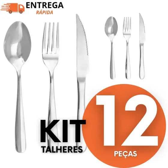 Jogo De Talheres Inox Com 12 Peças Inox 4 Facas 4 Garfos 4 Colheres Para Uso Domestico Bar E Buffet E Restaurante