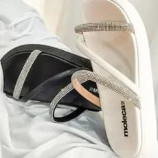 Papete Strass Feminina Pedrinha Moleca Original