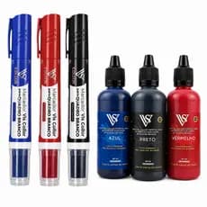 KIT 3 Tinta de 60 Ml Para Pincel Marador Canetao de Quadro Branco + 3 Pincel- Não Mancha