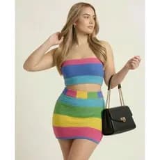 Conjunto 2 Peças Feminino Cropped e Saia Mais vendido virginia Elegante Modinha