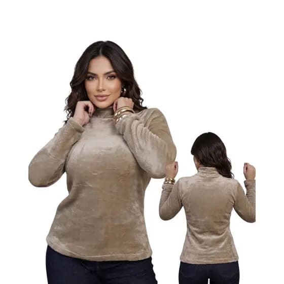 Blusa cacharrel manga longa gola alta, mais vendidas soft quentinha outono inverno