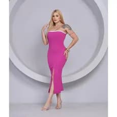 Vestido Feminino Elegante tomara que caia Mais vendido, abertura lateral social modinha blogueira