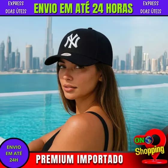 Boné NY New York Unissex Aba Curva Premium Ajustável Bordado Casual Masculino Feminino
