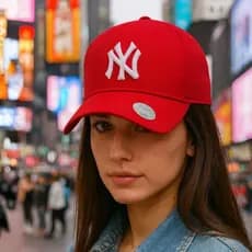 Boné Vermelho Aba Curva Unissex NY New York Premium | Ajustável, Bordado, Masculino e Feminino