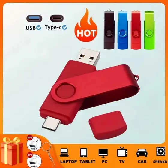 Unidade Flash portátil USB3.0 de alta velocidade 128 GB 512 GB 2 TB TYPE-C Interface dupla