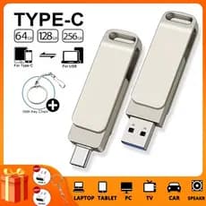 Metal durável USB 3,2 flash drive de alta velocidade 128GB 256GB 512GB interface dual TYPE-C