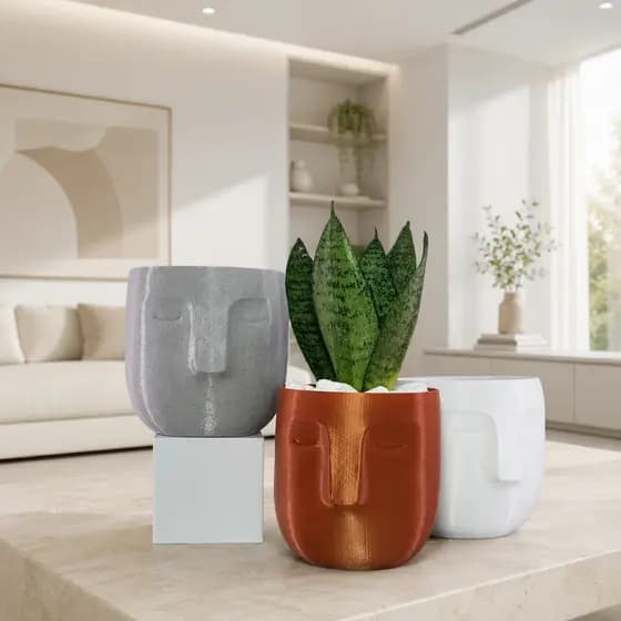 Vaso Decorativo Rosto | Para Planta Natural ou Artificial | Cachepot e Furo Drenagem
