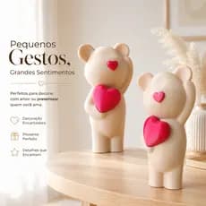 Urso Decorativo com Corações | Decoração Minimalista | Dia Dos Namorados
