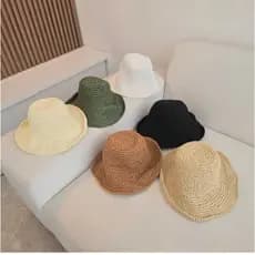 Chapéu Artesanal Liso Bucket Feminino da Moda Verão Dobrável Praia Cores Lindas