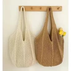 Bolsa Sacola Crochê Artesanal Linda Moda Praia Feminina de Ombro Verão Espaçosa