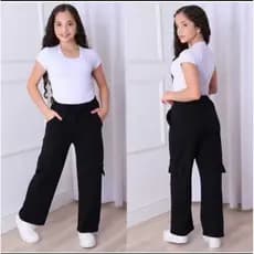 calça cargo juvenil tecido malha crepe calça feminina infantil calça pode leg juvenil cargo calça flare , no tamanho