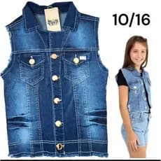 colete jeans menina infantil feminina juvenil no tamanho 1 2 3 4 6 8 10 12 14 16 colete jeans bebe  menina blusa jeans
