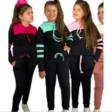 conjunto moletim femina infantil bicolor tendência no tamanho 6 8 10 12 14  outono inverno calça jogger infantil
