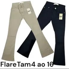 calça jeans flare infantil menina tamanho 4 6 8 10 14 16 calça sarja juvenil fler calça de sarja brim infantil menina