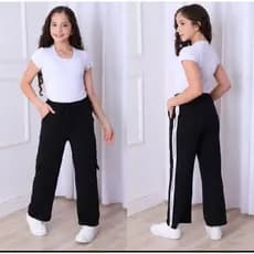Calça Pantalona Listra infantil e Juvenil Tecido Malha Crepe  calça wide leg infantil menina  calça flare menina infanti
