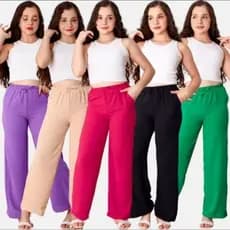 calça pantalona juvenil e infantil menina tamanho 4 6 8 10 12 14 tecido malha crepe infanti calça básica infantil