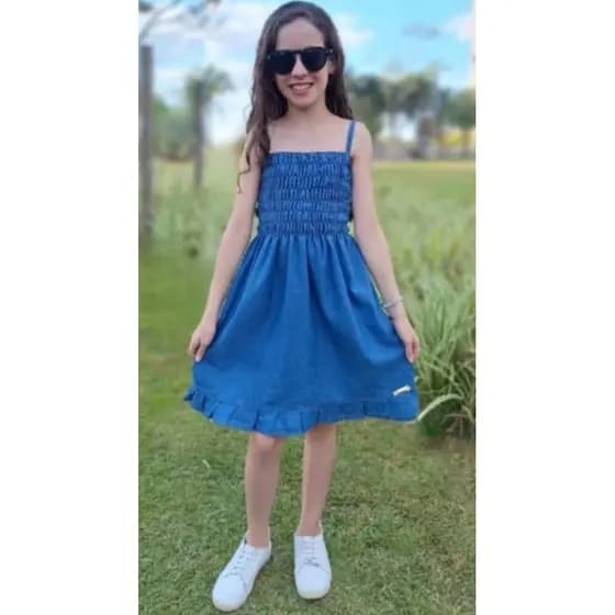 vestido jeans três maria juvenil e infantil menina vestido e jardineira feminino infantil  no tamanho 6 8 10 12 14 16