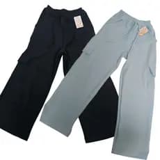 kit 2 calça cargo infantil juvenil tecido malha crepe feminina, calça wide leg cargo do Tam 10 12 14 8