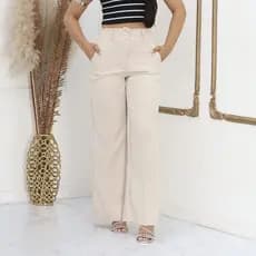 Calça Feminina Alfaiataria Linha Premium Pantalona Flare Bolso Elegante