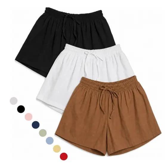 Kit 3 Shorts Feminino Marrant Premium Com Elástico E Cordão Casual Confortável Dia a Dia 0 Transparencia