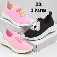 Kit 3 Pares Tênis Infantil Menino Confortável Calce Fácil Macio Sapato