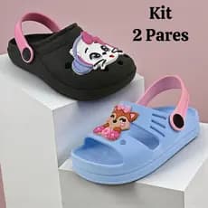 Kit 2 Pares Sandália Infantil Menina Confortável Chinelo Macio Antiderrapante