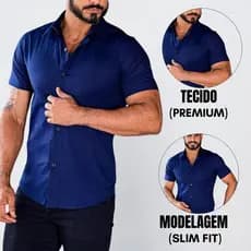 Camisa Social Slim Fit Manga Curta Branca Preta Azul Envio Imediato Nova coleção Super Oferta