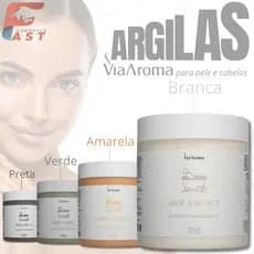 Argila facial para adição de óleos essenciais e Agua Termal - mascara para pele e cabelo - Via Aroma
