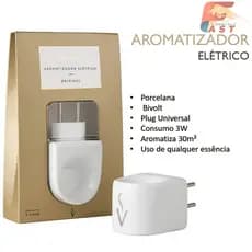 Aromatizador Branco Porcelana Elétrico Via Aroma Difusor de essencia hidrossoluvel e oleo essencial
