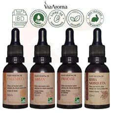 Oleo Vegetal para Cabelo Rosto e Corpo Rosa Mosqueta Argan Calendula e Pracaxi Via Aroma 100% Puros