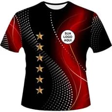 Camisa Futebol Torcida Basquete Volei Time Jogo Varzea Preta e Vermelha coloque envie sua logo 229-3