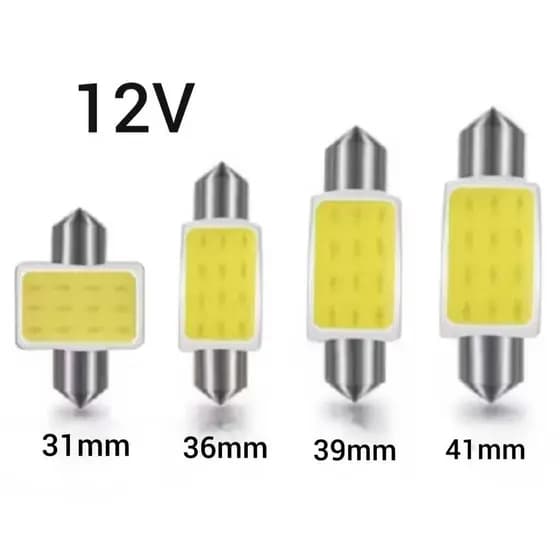 Lâmpada Torpedo Led Automotiva Cob 12V 6500k  Branco Frio Teto Porta-Luvas Porta-Malas Luz de Placa
