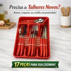 Faqueiro Premium 17 Peças com Porta-Talher - Design moderno e resitente para sua Cozinha